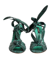Dolce & Gabbana Green Python Leather Heels Sandals Shoes
